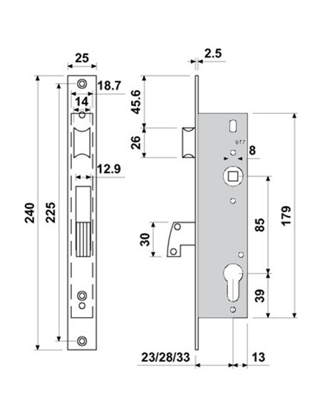 CERRADURA TIPO TESA GANCHO BASCULANTE E3720-23 BATON