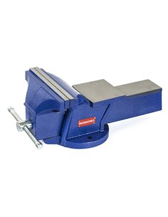 Tornillo de banco 15cm (125mm de apertura) con mordazas endurecidas color azul