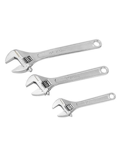 Set di 3 chiavi regolabili (15/20/25cm) in acciaio al cromo vanadio resistente alla ruggine e alla corrosione