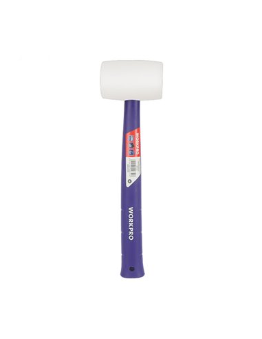 Mazzuolo in gomma resistente omologato con manico in polipropilene bianco chiaro (450g)