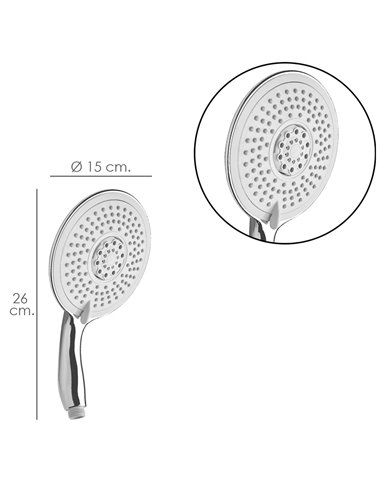Poignée de Douche XXL Chromée 5 Positions Ø 15 cm. "LUCY"