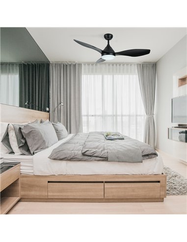 Ventilador de techo LED Stel Negro 20W 1900Lm CCT Dim