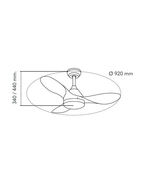 Ventilador LED Stel Mini Negro 20W 1900Lm CCT Dim