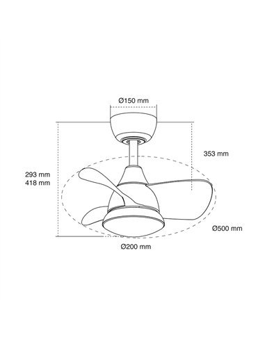 Ventilador DC Blues LED 24W 1600lm CCT