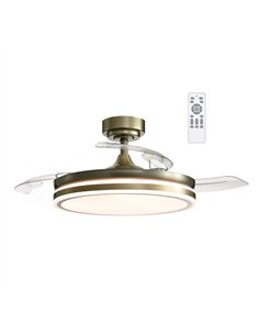 Ventilador LED aspas plegables Moss Cuero 45W 4900 Lm CCT 2