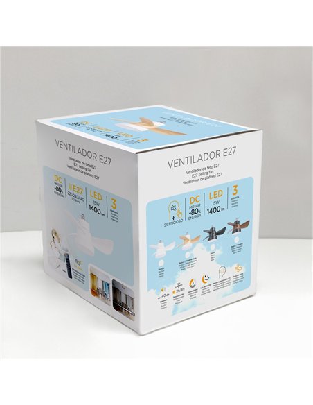 Ventilador LED Bayad Blanco+Haya 15W 1400Lm CCT Dim