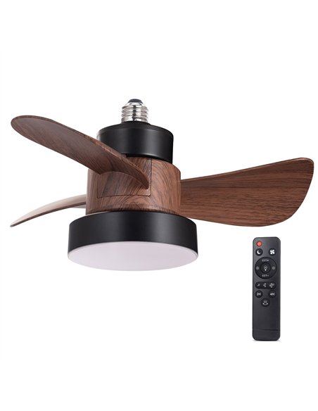 Ventilador LED Bayad Negro+Roble 15W 1400Lm CCT Dim