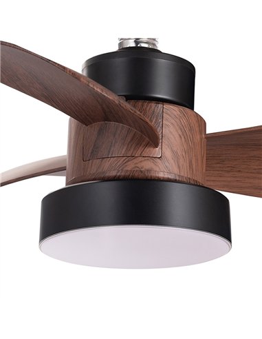 Ventilador LED Bayad Negro+Roble 15W 1400Lm CCT Dim