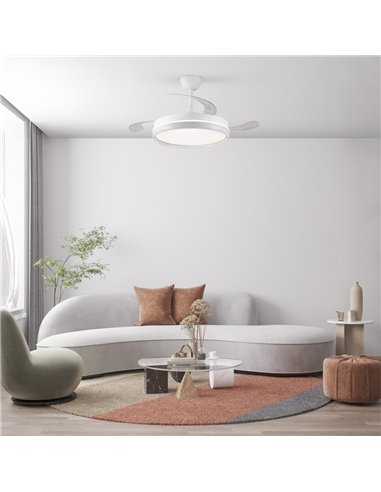 Ventilador LED aspas retráctiles Charly Evo 72W 7920Lm CCT Dim Smart