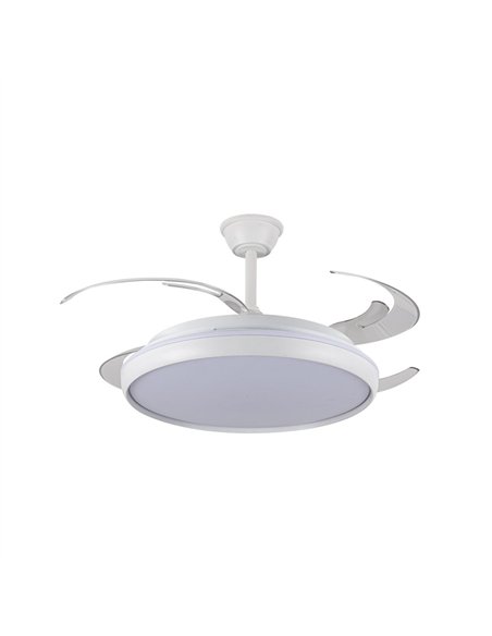 Ventilador LED aspas retráctiles Charly L 80W 9000Lm CCT Dim