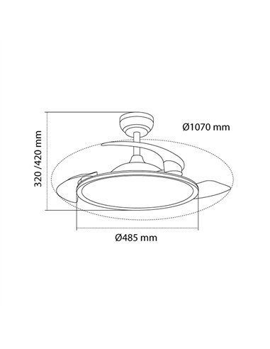 Ventilador LED aspas plegables Trident 72W 7920Lm CCT