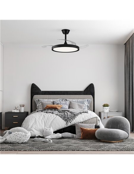 Ventilador LED aspas retráctiles Polaris Negro 43W 4430Lm CCT Dim