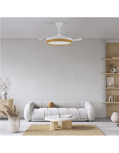 Ventilador LED aspas retráctiles Paneco 45W 4400Lm CCT Dim