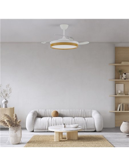 Ventilador LED aspas retráctiles Paneco 45W 4400Lm CCT Dim