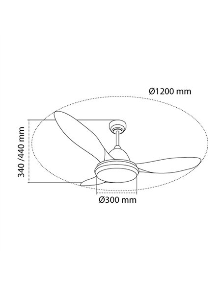 Ventilador de techo LED Stel TL 35W 3440Lm CCT Dim