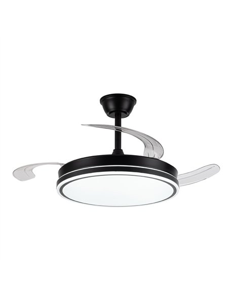 Ventilador LED aspas retráctiles Evo Negro 72W 7920Lm CCT Dim Smart