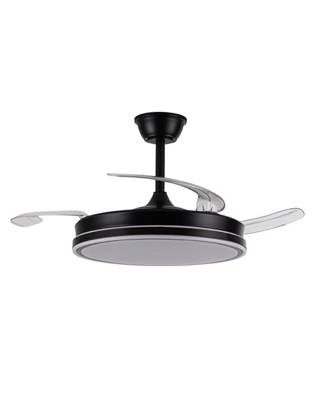 Ventilador LED aspas retráctiles Evo Negro 72W 7920Lm CCT Dim Smart