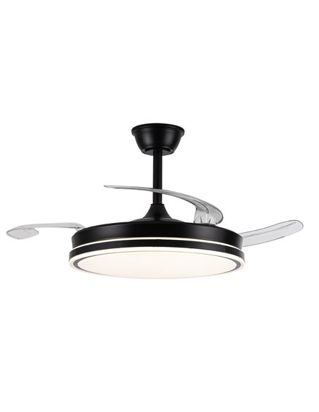 Ventilador LED aspas retráctiles Evo Negro 72W 7920Lm CCT Dim Smart