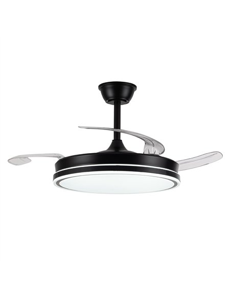 Ventilador LED aspas retráctiles Evo Negro 72W 7920Lm CCT Dim Smart