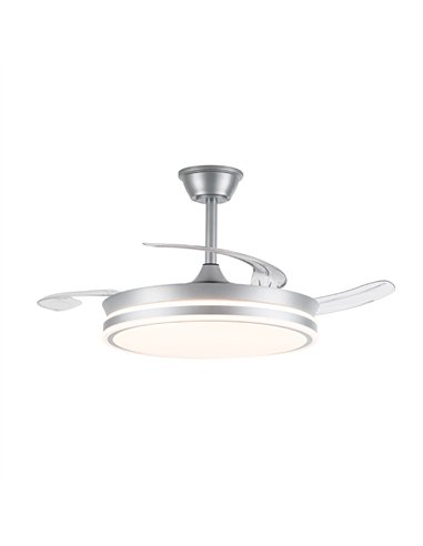 Ventilador LED aspas retráctiles Evo Plata 72W 7920Lm CCT Dim Smart