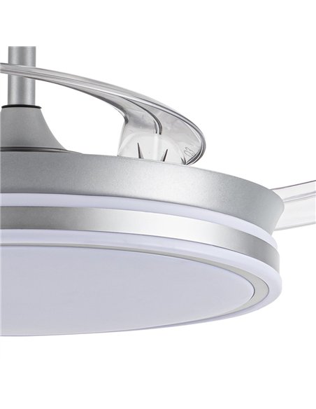 Ventilador LED aspas retráctiles Evo Plata 72W 7920Lm CCT Dim Smart