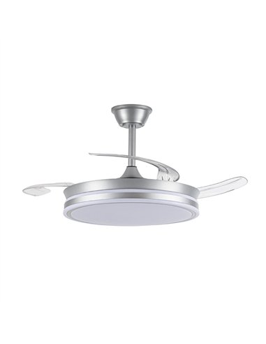 Ventilador LED aspas retráctiles Evo Plata 72W 7920Lm CCT Dim Smart