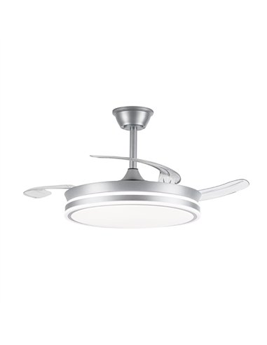 Ventilador LED aspas retráctiles Evo Plata 72W 7920Lm CCT Dim Smart