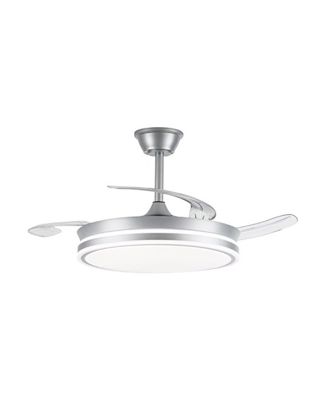 Ventilador LED aspas retráctiles Evo Plata 72W 7920Lm CCT Dim Smart
