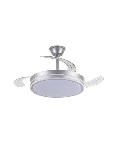 Ventilador LED aspas retráctiles Evo Plata 72W 7920Lm CCT Dim Smart