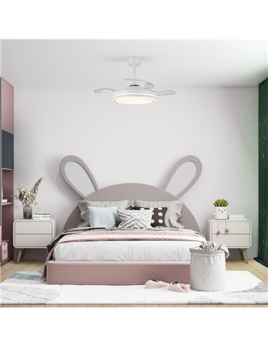 Ventilador LED aspas retráctiles Evo Mini Blanco 46W 5520Lm CCT Dim Smart