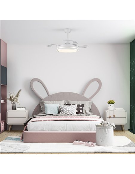 Ventilador LED aspas retráctiles Evo Mini Blanco 46W 5520Lm CCT Dim Smart