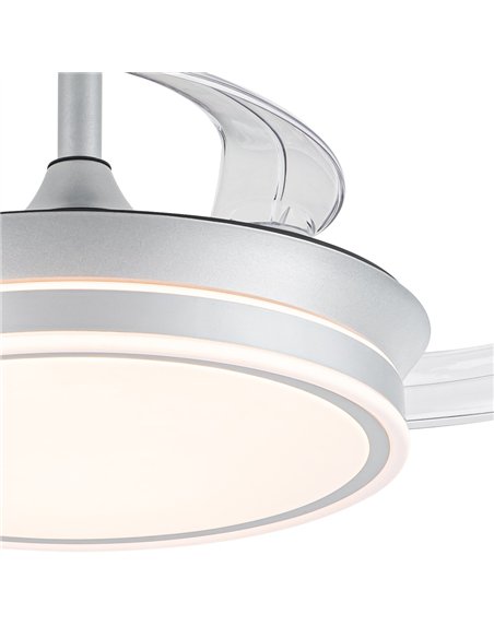 Ventilador LED aspas retráctiles Evo Mini Plata 46W 5520Lm CCT Dim Smart