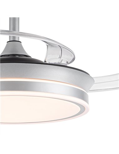 Ventilador LED aspas retráctiles Evo Mini Plata 46W 5520Lm CCT Dim Smart