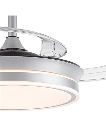 Ventilador LED aspas retráctiles Evo Mini Plata 46W 5520Lm CCT Dim Smart