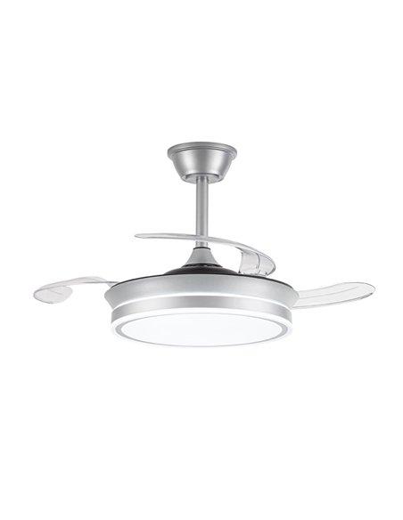 Ventilador LED aspas retráctiles Evo Mini Plata 46W 5520Lm CCT Dim Smart