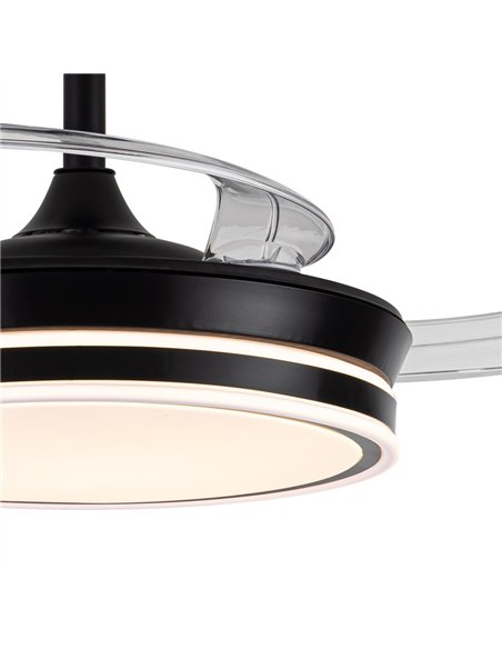 Ventilador LED aspas retráctiles Evo Mini Negro 46W 5520Lm CCT Dim Smart