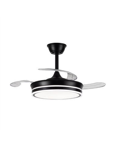 Ventilador LED aspas retráctiles Evo Mini Negro 46W 5520Lm CCT Dim Smart