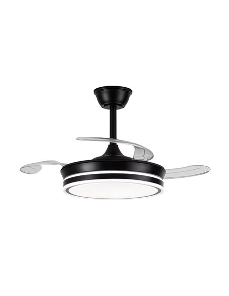 Ventilador LED aspas retráctiles Evo Mini Negro 46W 5520Lm CCT Dim Smart