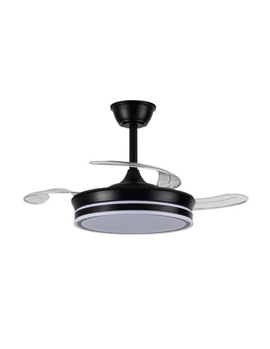 Ventilador LED aspas retráctiles Evo Mini Negro 46W 5520Lm CCT Dim Smart