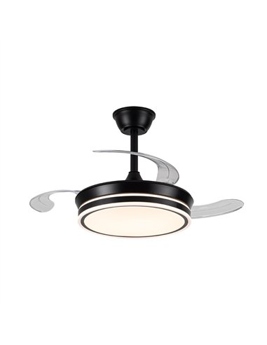 Ventilador LED aspas retráctiles Evo Mini Negro 46W 5520Lm CCT Dim Smart