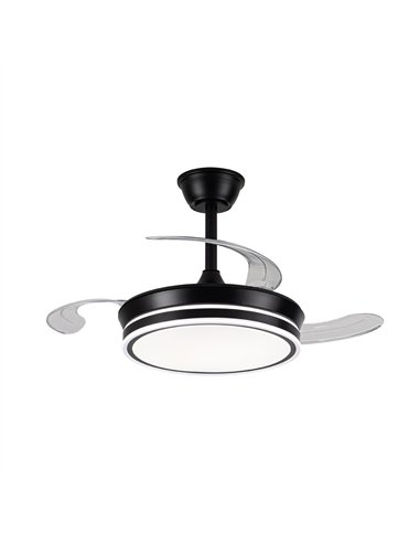Ventilador LED aspas retráctiles Evo Mini Negro 46W 5520Lm CCT Dim Smart