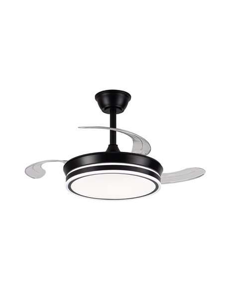 Ventilador LED aspas retráctiles Evo Mini Negro 46W 5520Lm CCT Dim Smart