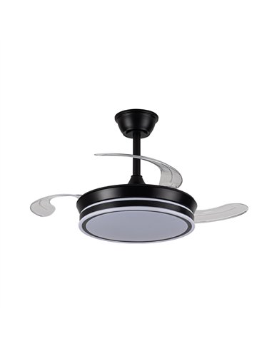 Ventilador LED aspas retráctiles Evo Mini Negro 46W 5520Lm CCT Dim Smart