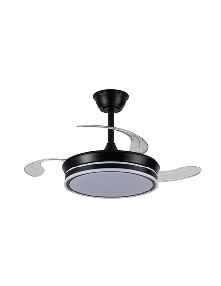 Ventilador LED aspas retráctiles Evo Mini Negro 46W 5520Lm CCT Dim Smart