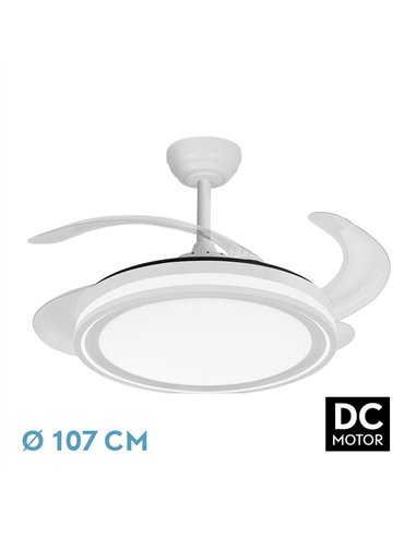 Ventilador Dc Bandido 59w Blanco 4aspas 107d 5900lm 3500-4000-6500k Remoto Y Temporizador