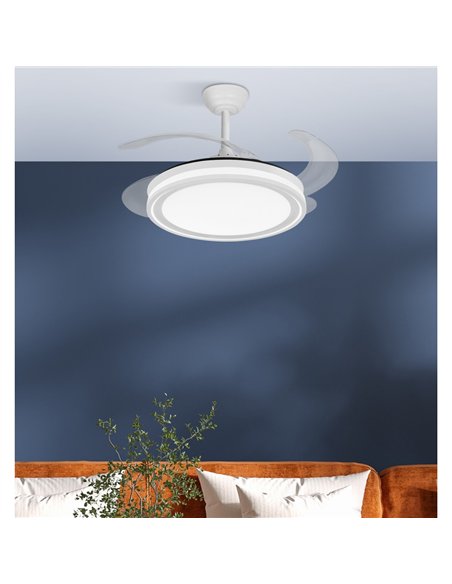 Ventilador Dc Bandido 59w Blanco 4aspas 107d 5900lm 3500-4000-6500k Remoto Y Temporizador