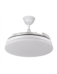 Ventilador Dc Tridente 59w Blanco 4aspas Desp.107d 6980lm Reg.intensidad Remoto+temporizador+memoria 3000-4000-6000k