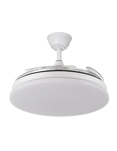 Ventilador Dc Tridente 59w Blanco 4aspas Desp.107d 6980lm Reg.intensidad Remoto+temporizador+memoria 3000-4000-6000k