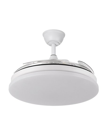 Ventilador Dc Tridente 59w Blanco 4aspas Desp.107d 6980lm Reg.intensidad Remoto+temporizador+memoria 3000-4000-6000k