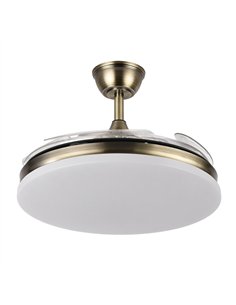 Ventilador Dc Tridente 59w Cuero 4aspas Desp 107d 6980lm Reg.intensidad Remoto+temporizador+memoria 3000-4000-6000k 2